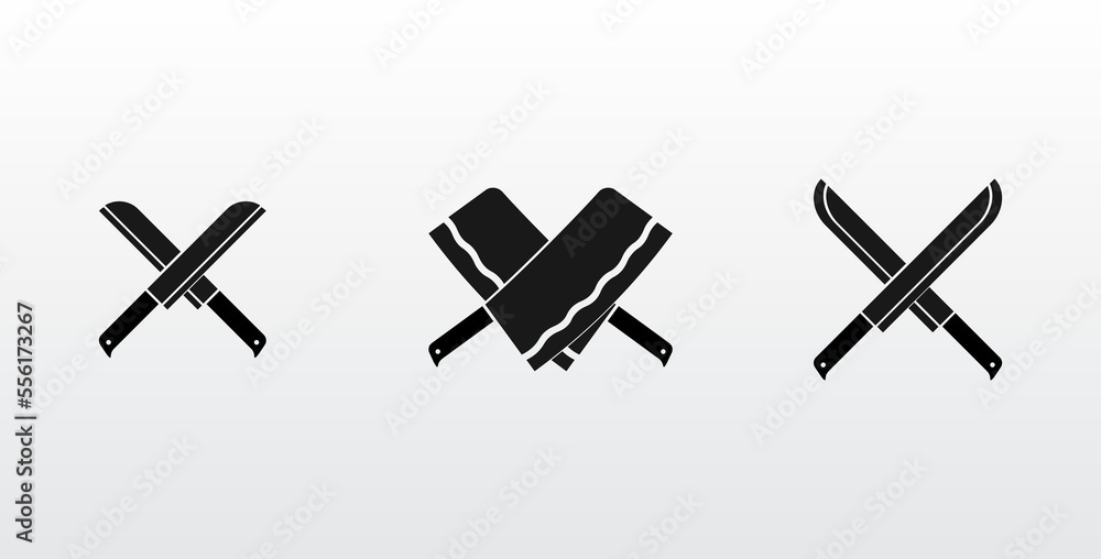 set of cross kitchen knife illustration set of cross kitchen knife illustration