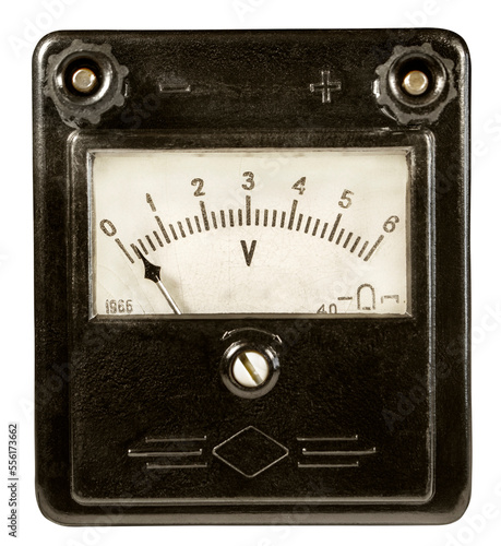 Old analog measuring instrument voltmeter