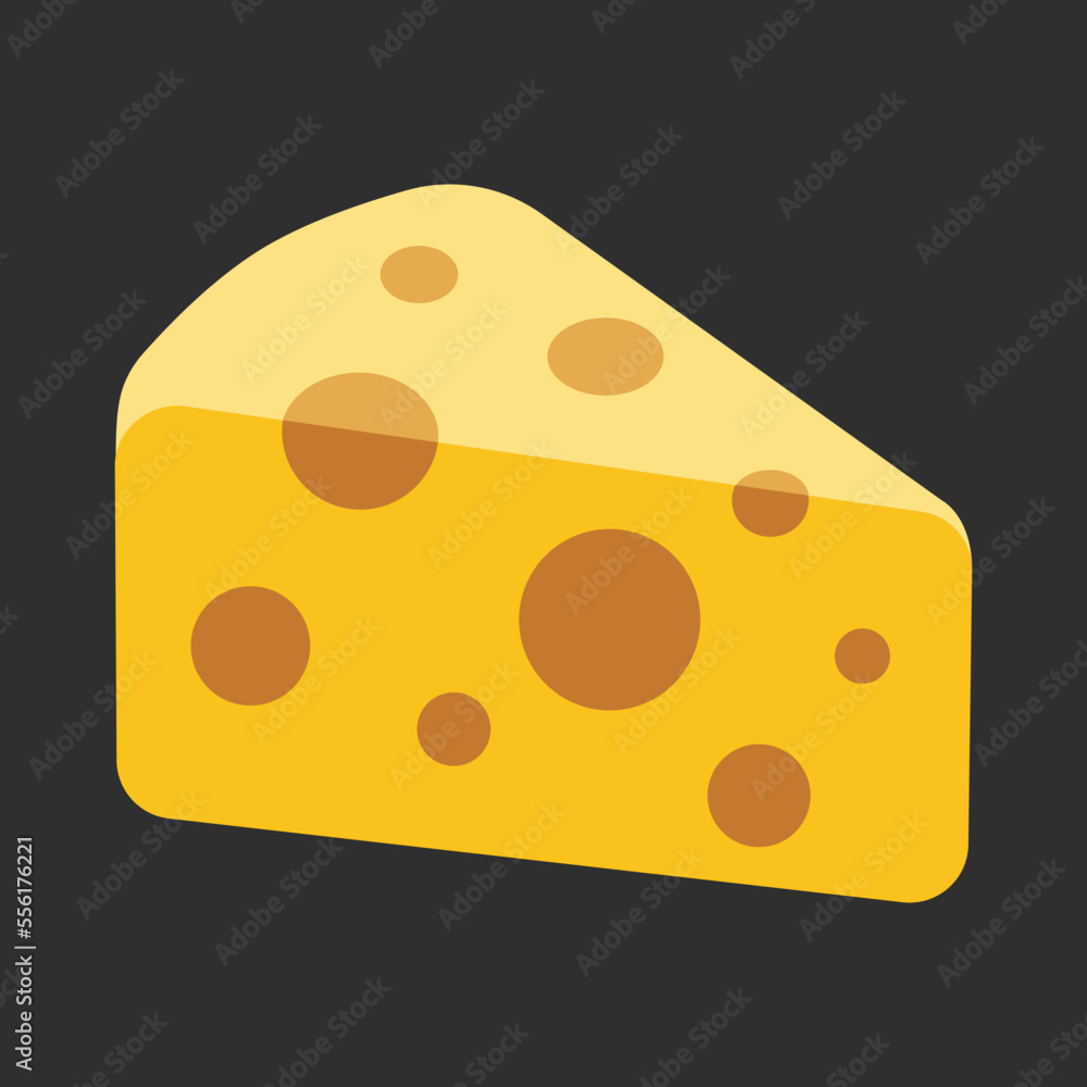 Cheese Wedge vector flat icon. Isolated wedge of yellow-orange cheese with holes sign symbol design. Cheese Wedge vector flat icon. Isolated wedge of yellow-orange cheese with holes sign symbol design.