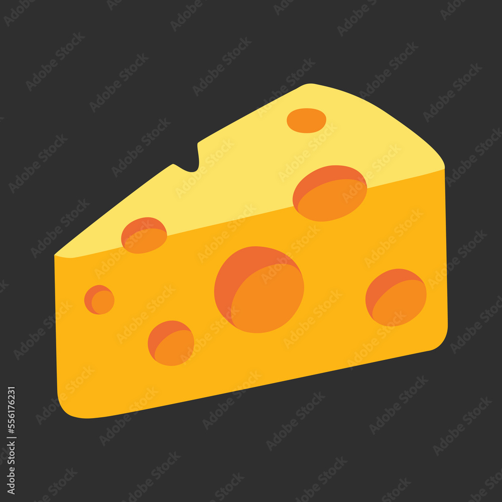 Cheese Wedge vector flat icon. Isolated wedge of yellow-orange cheese with holes sign symbol design. Cheese Wedge vector flat icon. Isolated wedge of yellow-orange cheese with holes sign symbol design.