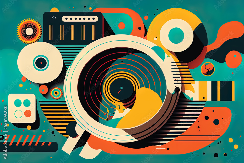 Obraz premium a flat icon and symbol backdrop with technology. Generative AI