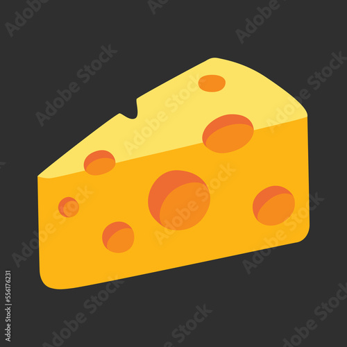 Cheese Wedge vector flat icon. Isolated wedge of yellow-orange cheese with holes sign symbol design.