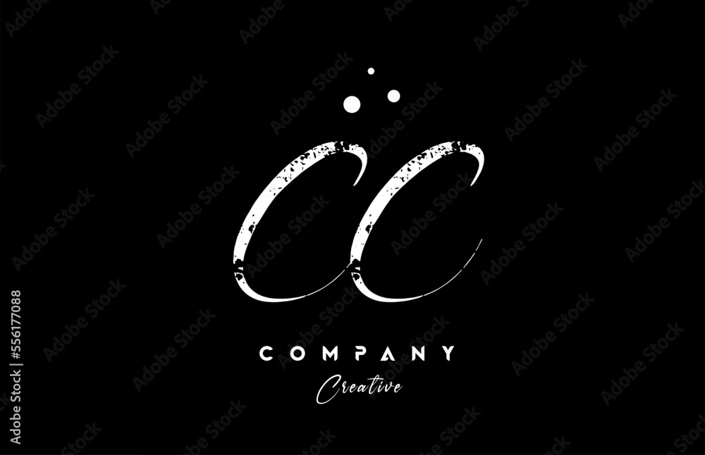 Fototapeta premium vintage CC alphabet letter logo icon combination design with dots. Creative hand written template for company