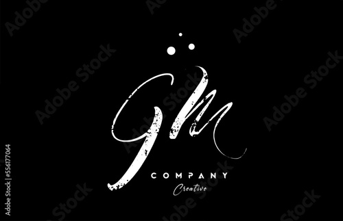 vintage GM alphabet letter logo icon combination design with dots. Creative hand written template for company