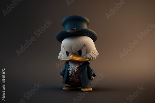 Old bird figure with a tophat looking angry, created with generative ai photo