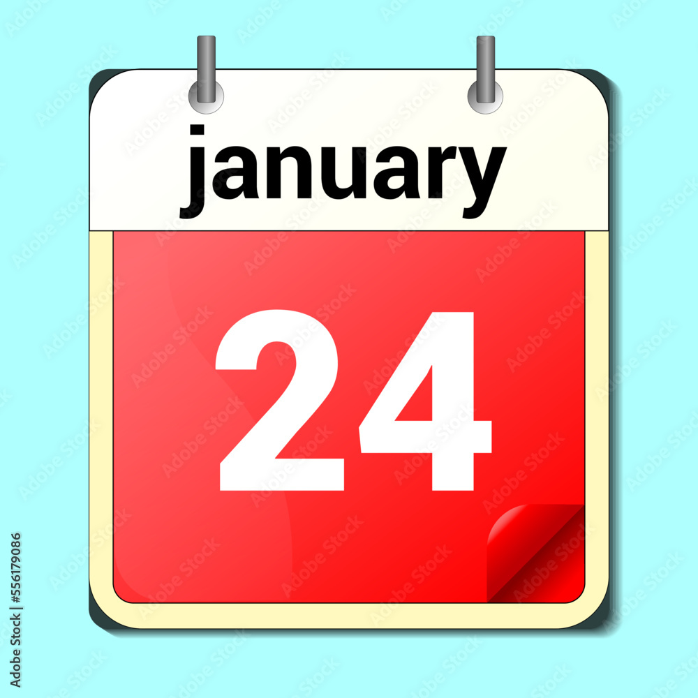 calendar vector drawing, date January 24 on the page calendar vector drawing, date January 24 on the page