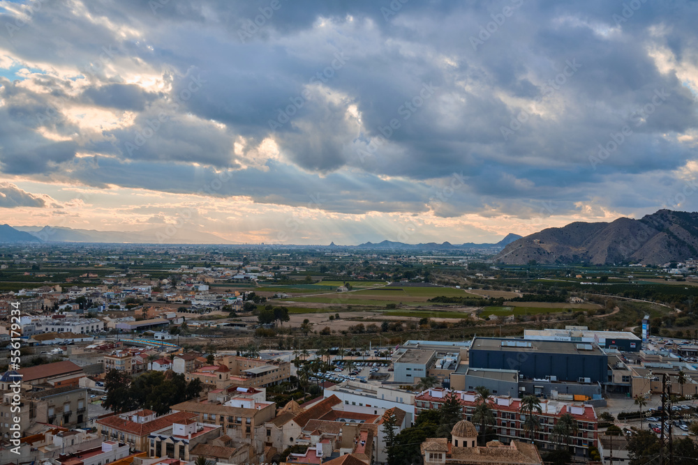 top view of the old town of Orihuela in Spain