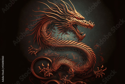 Illustration of a Chinese dragon. Generative AI © 2rogan