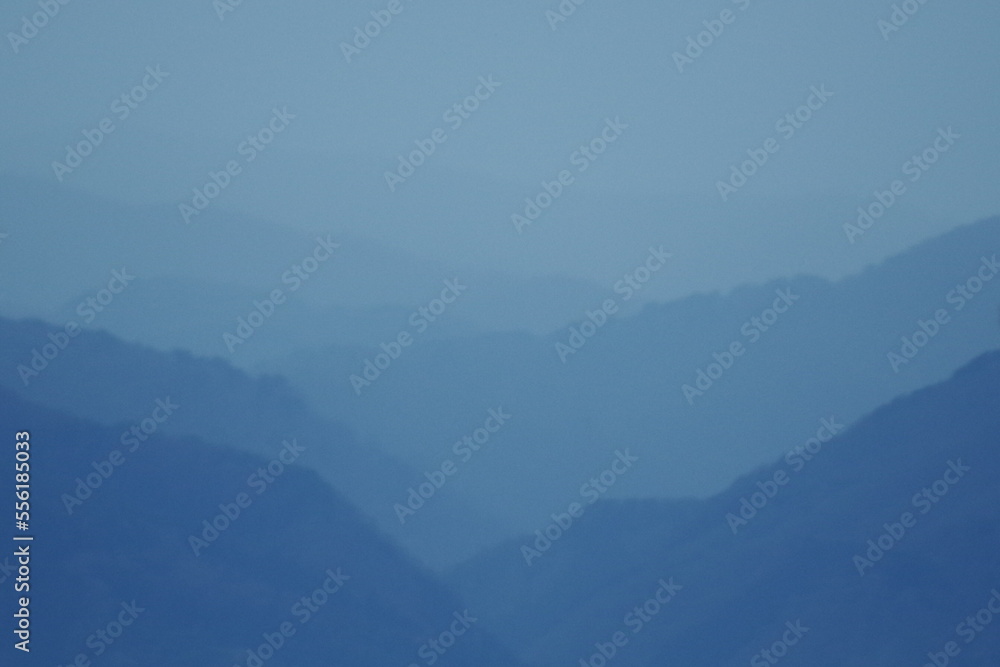 Landscape photo with beautiful gradation of mountains