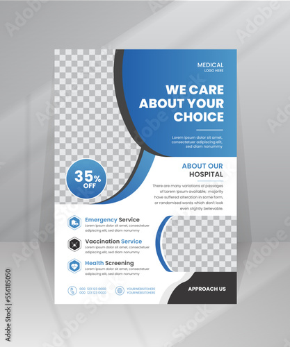 Medical flyer healthcare poster design template with A4 size