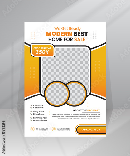 Modern Home Sale Flyer template with Photo for Real Estate Agent