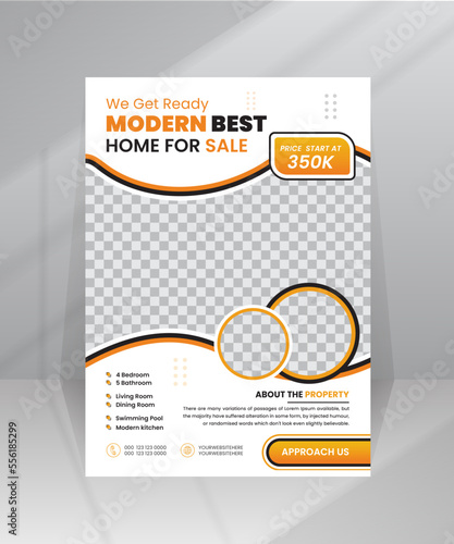 Modern Home Sale Flyer template with Photo for Real Estate Agent