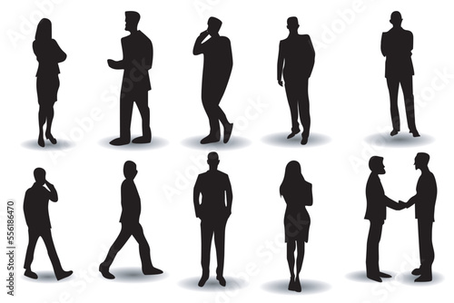 vector set of sillhouette business man standing on white background