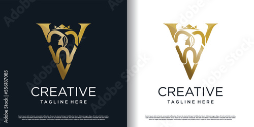 dental beauty logo icon with letter v concept premium vector