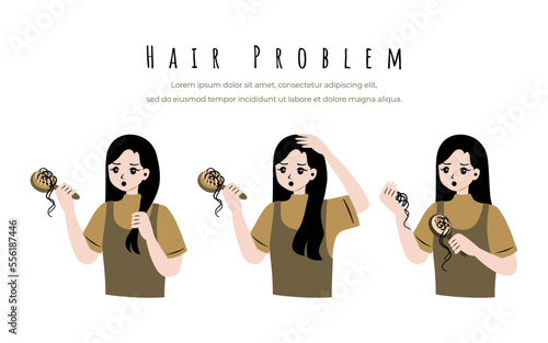 losing hair cartoon character illustration