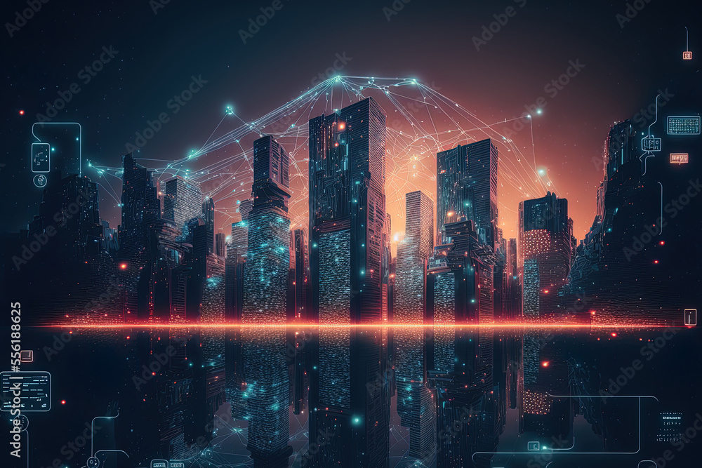 Fototapeta premium big data connection technology concep. Generative AI