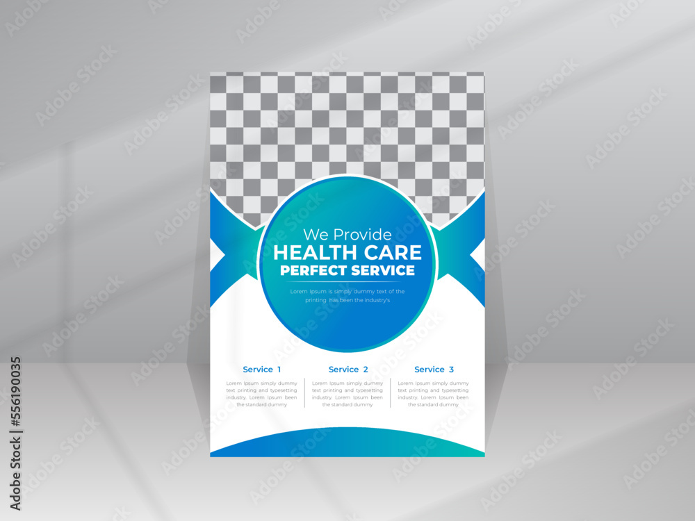 Fototapeta premium Medical Flyer Health Care poster design template with A4 size