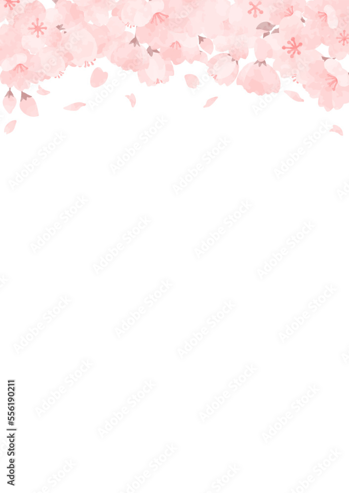 ふんわり綺麗な手描きの桜の背景イラスト