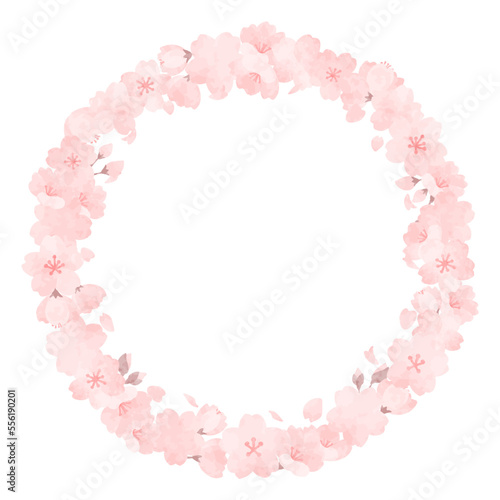 可愛い手描きの桜の円形フレーム © mitarasi