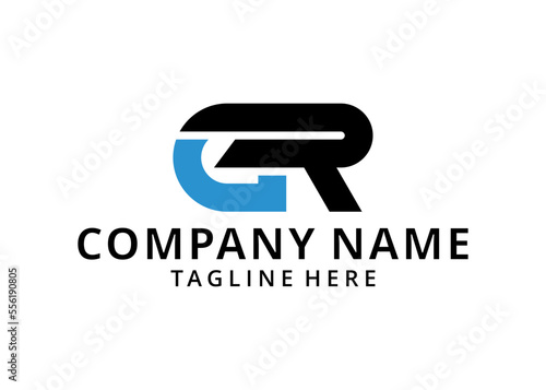 Illustration GR company linked letter logo blue black, black background