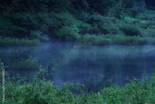 Landscape photo of lake and fog. Mysterious and quiet. © kazuhira