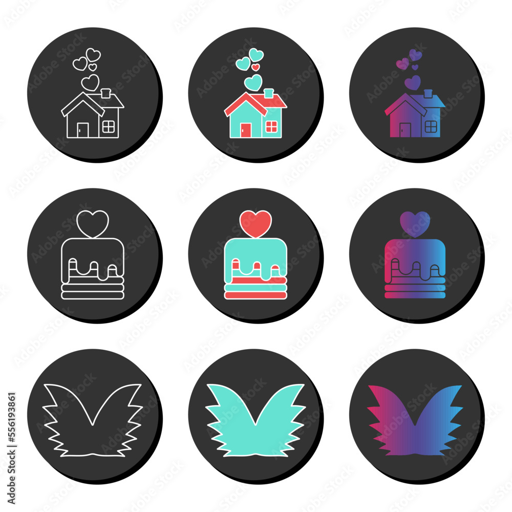 Valentines day and love universal icon set with different styles. Ui ux element sign. Valentines day and love universal icon set with different styles. Ui ux element sign.