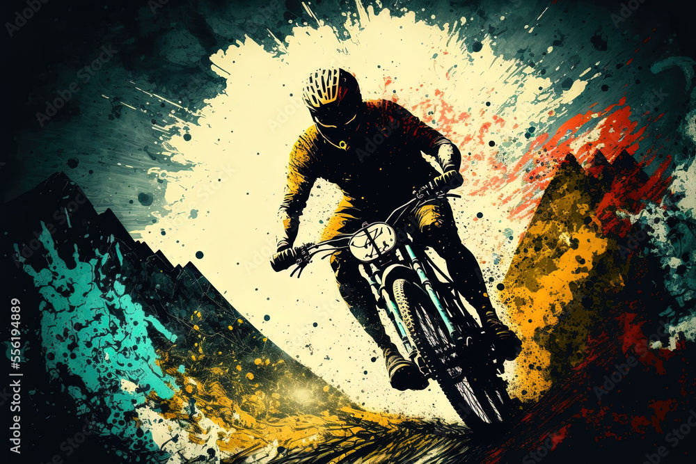 Mountain biking for fitness and sport. Generative AI Mountain biking for fitness and sport. Generative AI
