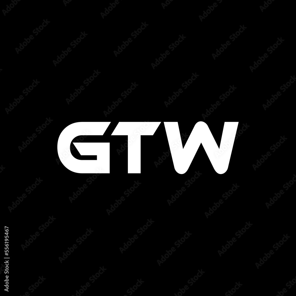 GTW letter logo design with black background in illustrator, vector logo modern alphabet font overlap style. calligraphy designs for logo, Poster, Invitation, etc.