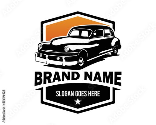 vector graphic illustration of a black classic chevy car on a white background view from the side. available eps 10.	