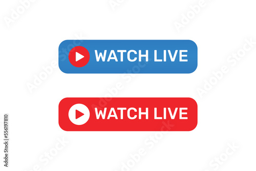 Watch live button with flat design.