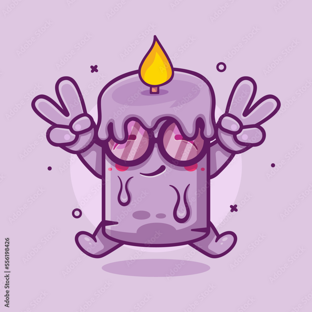 cute candle character mascot with peace sign hand gesture isolated cartoon in flat style design cute candle character mascot with peace sign hand gesture isolated cartoon in flat style design