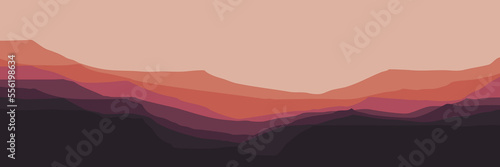 sunrise landscape mountain scenery vector illustration for pattern background, wallpaper, background template, and backdrop design