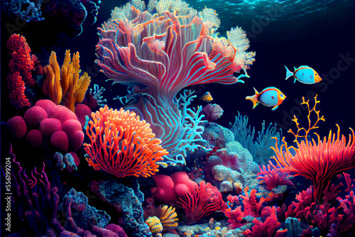 Fototapeta Naklejka Na Ścianę i Meble -  AI Generated coral reef and coral
