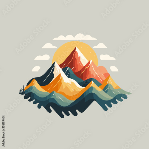 Mountain hill logo design vector, nature landscape adventure illustration