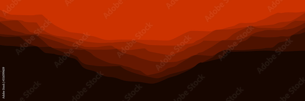 Fototapeta premium sunrise landscape mountain scenery vector illustration for pattern background, wallpaper, background template, and backdrop design