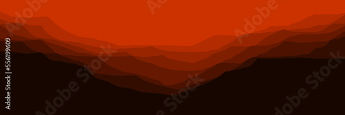 sunrise landscape mountain scenery vector illustration for pattern background, wallpaper, background template, and backdrop design
