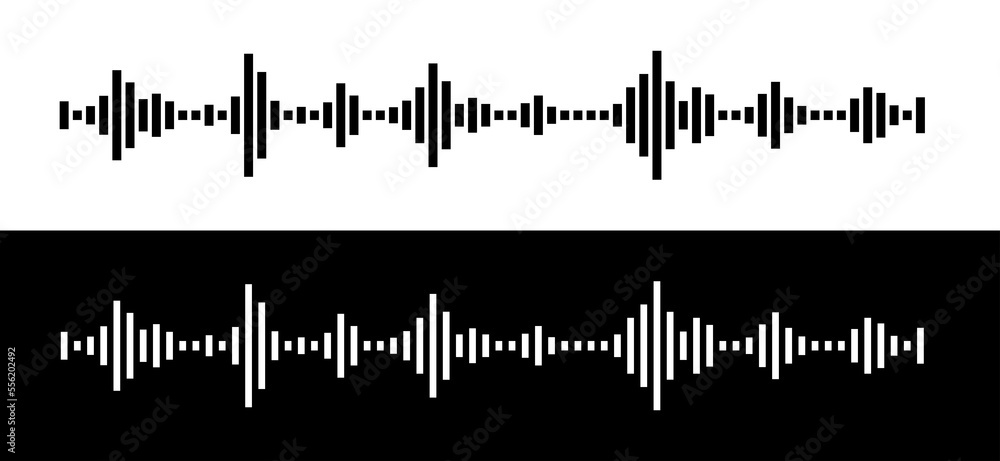 The icon of a digital, sound diagram or wave (track). Image of a spectrogram (sonogram). A symbol of sound, speech (voice) or music. 