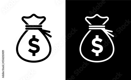 The money bag icon. A symbol of the bank and wealth. A bag of dollars. Isolated vector illustration on white background.