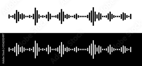 The icon of a digital, sound diagram or wave (track). Image of a spectrogram (sonogram). A symbol of sound, speech (voice) or music. 