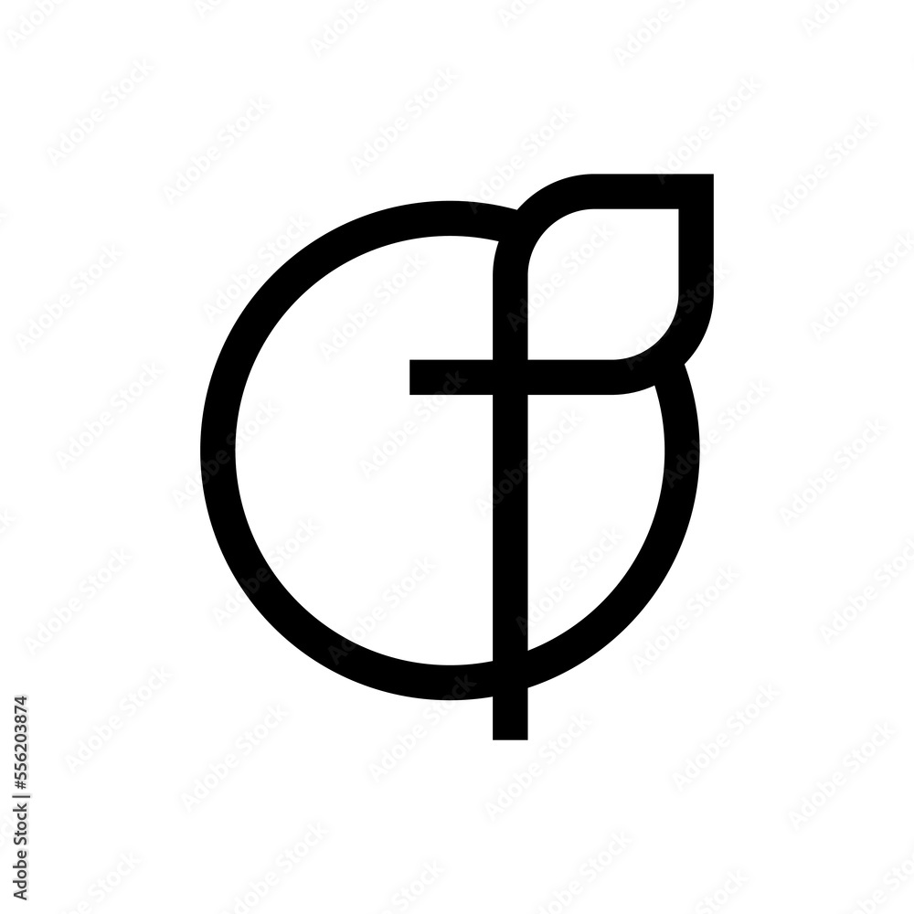 Initial P, f, circle, abstract art logo vector design in black and white colors Initial P, f, circle, abstract art logo vector design in black and white colors