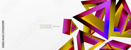 Triangle abstract background. 3d vector basic shape technology or business concept composition. Trendy techno business template for wallpaper, banner, background or landing