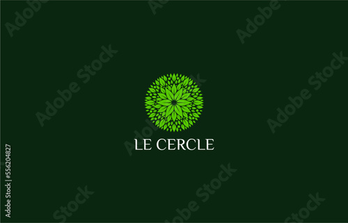 leaf circle, nature and environmental logo design template photo