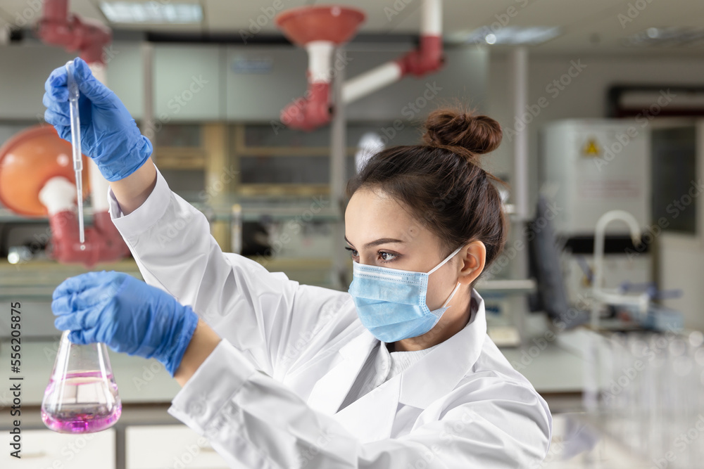 Female scientist in the laboratory. Female scientist in the laboratory.