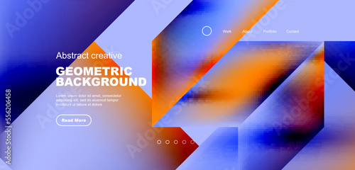 Triangles with fluid gradients, abstract landing page background. Minimal shapes composition for wallpaper, banner, background, leaflet, catalog, cover, flyer