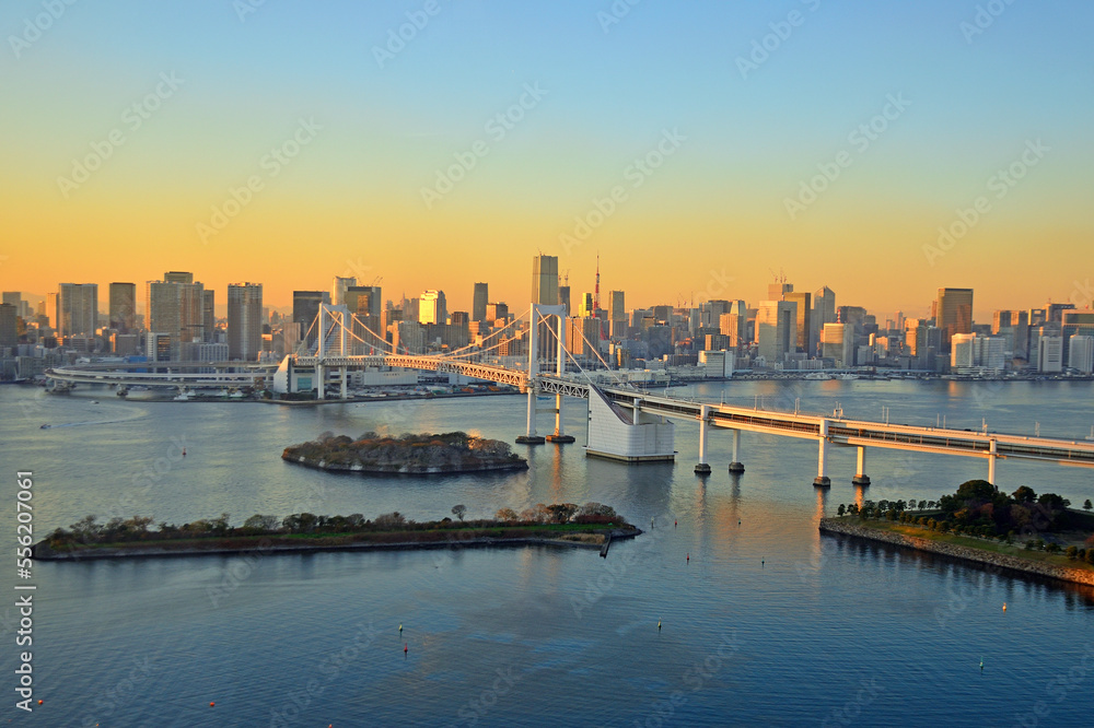 Tokyo Bay and Tokyo City at evening
