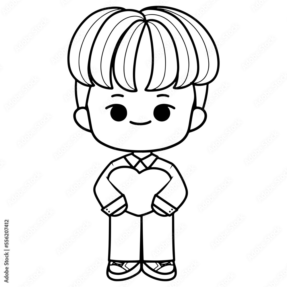 valentine's day boy outline valentine's day boy outline