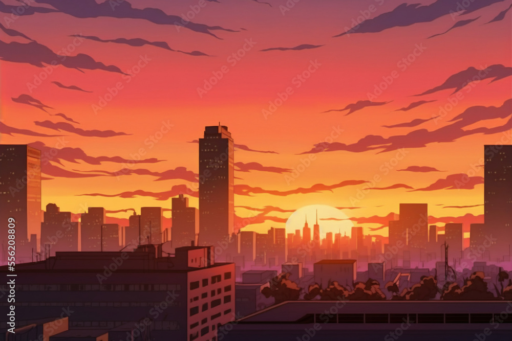 Sunset Anime Background Images, HD Pictures and Wallpaper For Free Download  | Pngtree