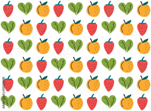 Fototapeta Naklejka Na Ścianę i Meble -  Hand drawn fruits and vegetables seamless pattern background. Abstract doodle organic food pattern background.