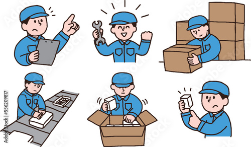 作業する男性作業員イラストセット
