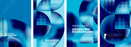 Vector set of abstract geometric posters designs. Collection of backgrounds, covers, templates, flyers, placards, brochures, banners